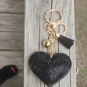 Black and Gold Heart Keychain